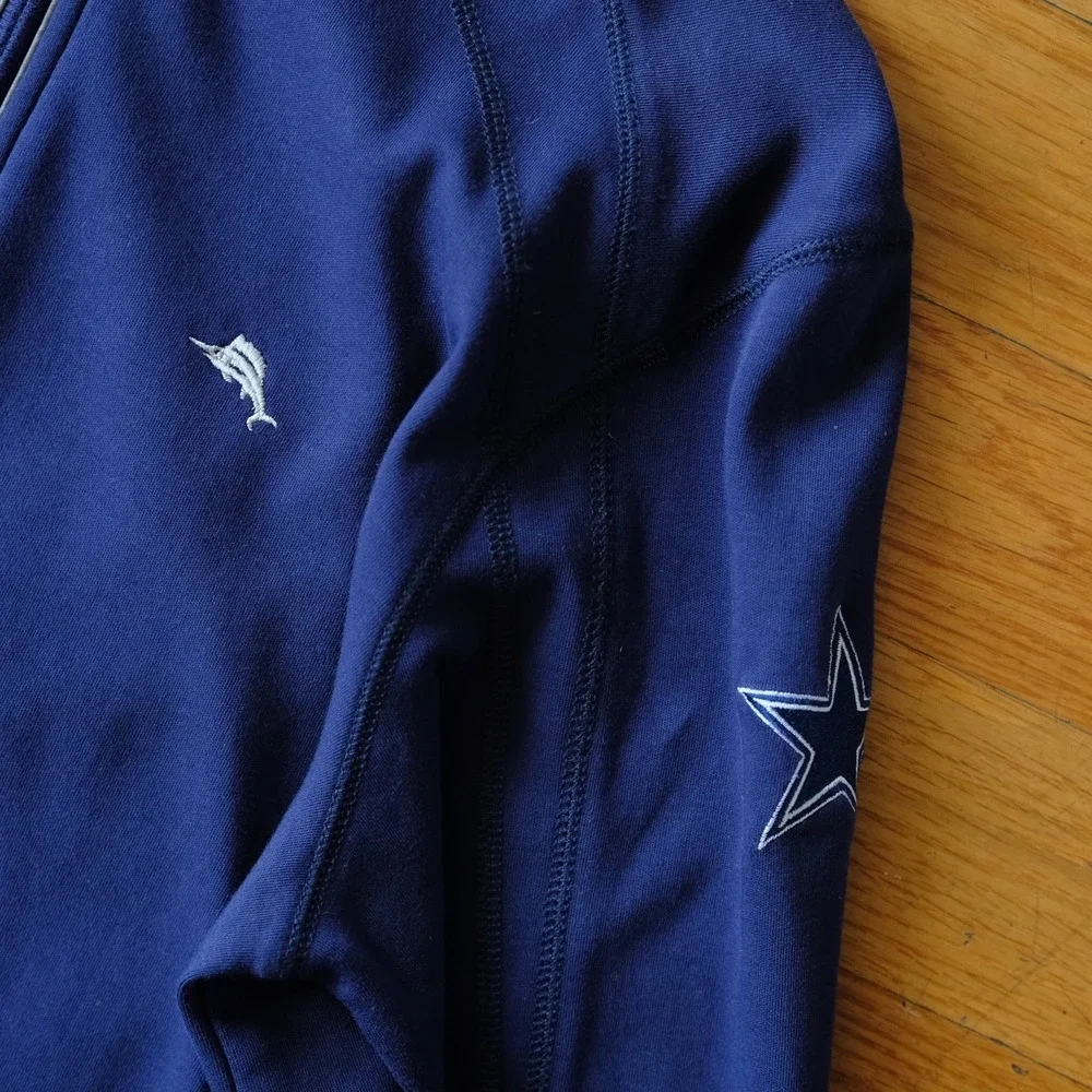 Tommy Bahama‎ Cowboys Quarter Zip Pullover Navy Blue PIma Cotton Sweatshirt M